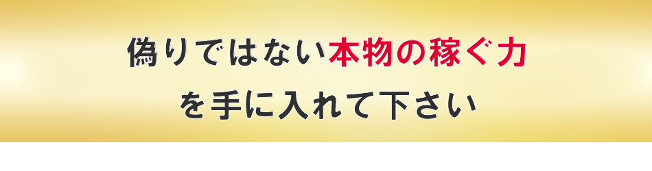 偽りではない本物の稼ぐ力を手に入れて下さい